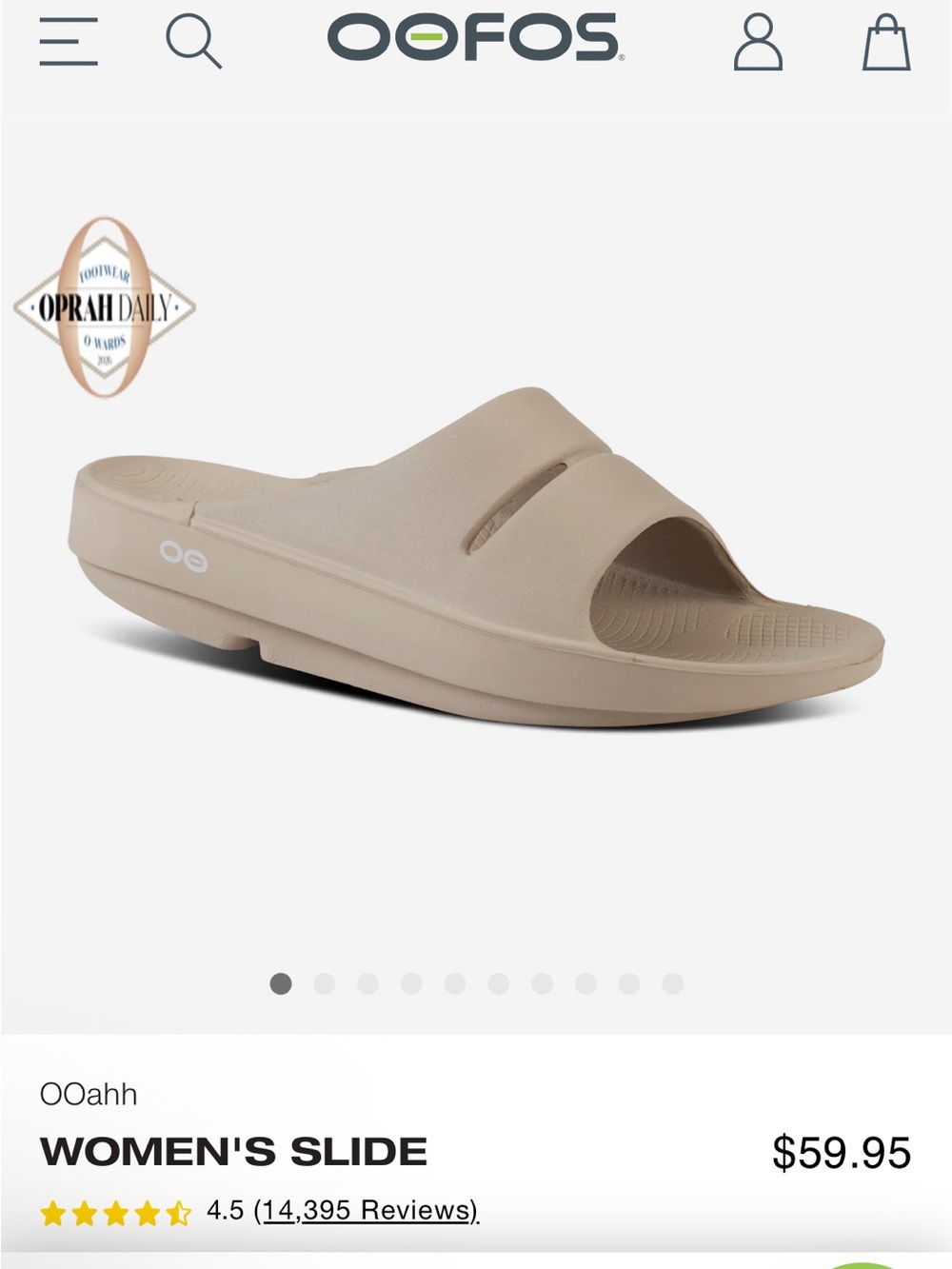 OOFOS UNISEX Recovery OOahh Slide in Color Nomad- Women’s 10 or 8/ Men’s 8 or 6